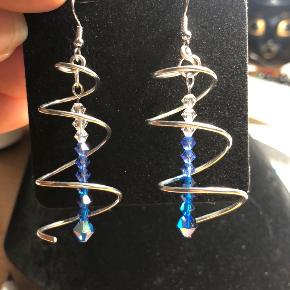 Spiral crystal drop earrings